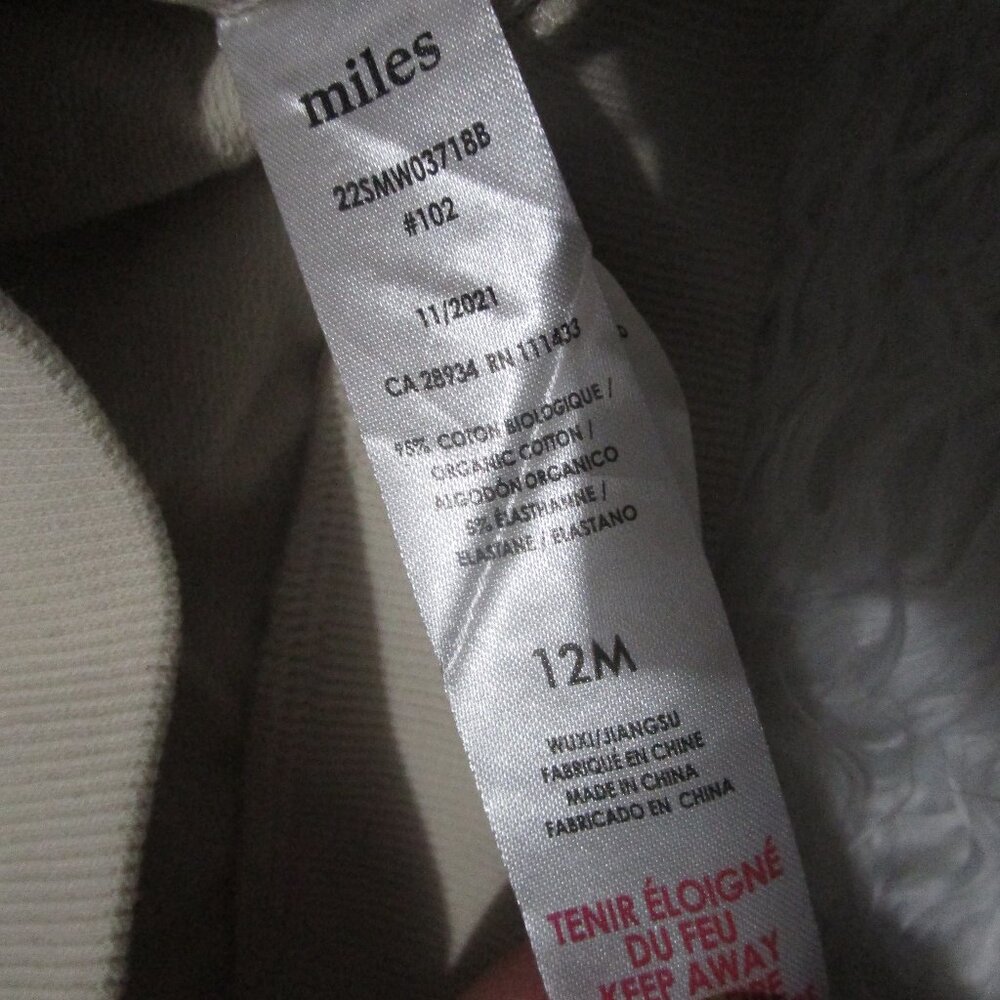 MILES THE LABEL Infant Baby Girls Heart Print Sweatshirt Beige 12M NWT - Picture 9 of 10